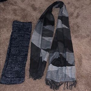 Bundle: infinity scarf and grey color block scarf